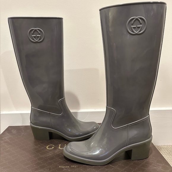 Gucci Rubber Rain Boots Gray - Picture 4 of 8